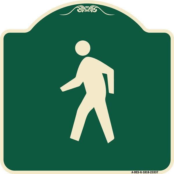 Pedestrian Crossing Symbol Heavy-Gauge Aluminum Architectural Sign, 18" x 18", G-1818-23337